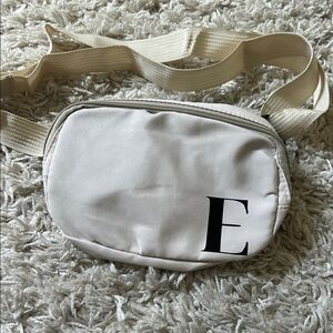 Cream Belt Bag with Initial E